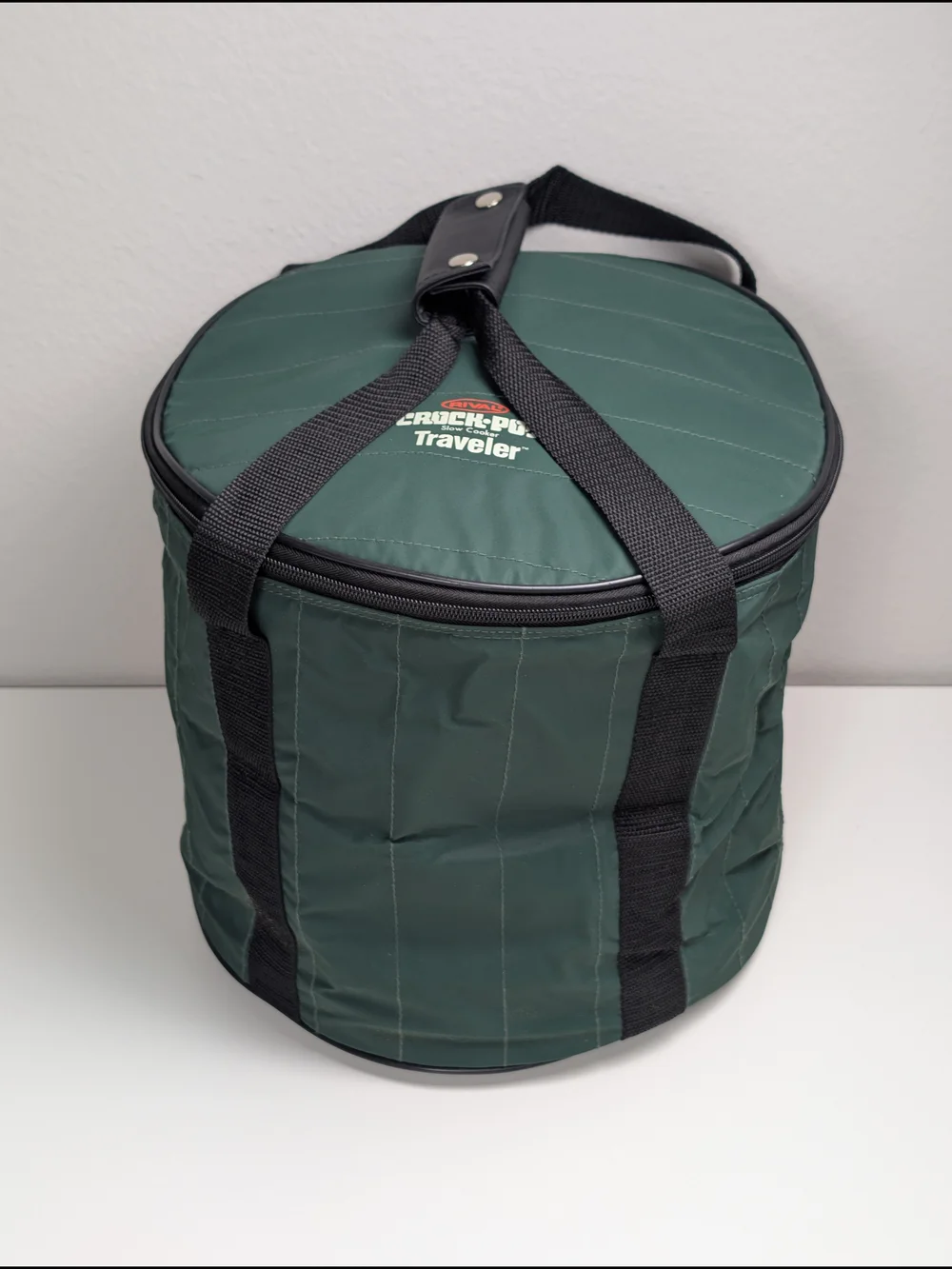 Vtg Rival Crock-Pot Traveler Insulated Bag Round 3.5 Qt Case Carrier Green